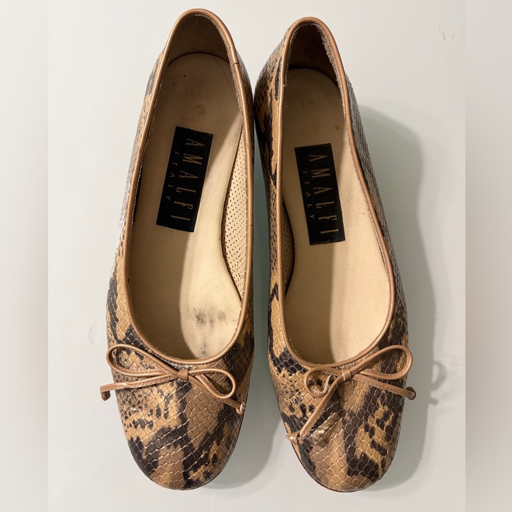 Amalfi Tan Snake Print Loafers